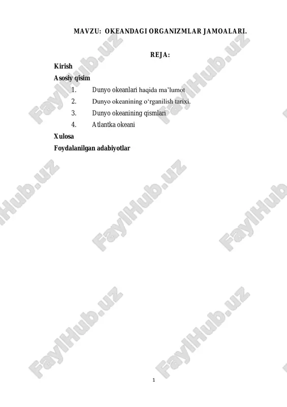 okeandagi organizmlar jamoalari haqida ma'lumotlar — PDF