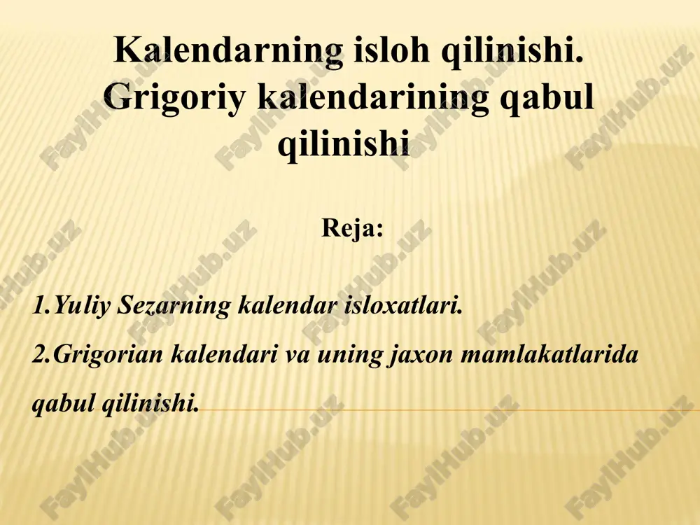 kalendarning isloh qilinishi — PPT