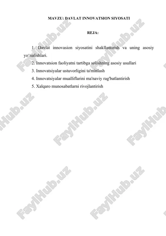 davlat innovatsion siyosati — DOCX