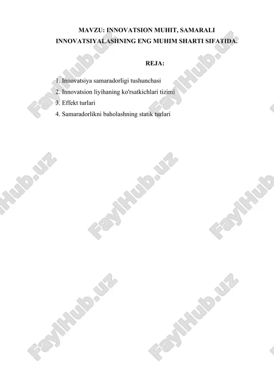 innovatsiya samaradorligi tushunchasi — DOCX