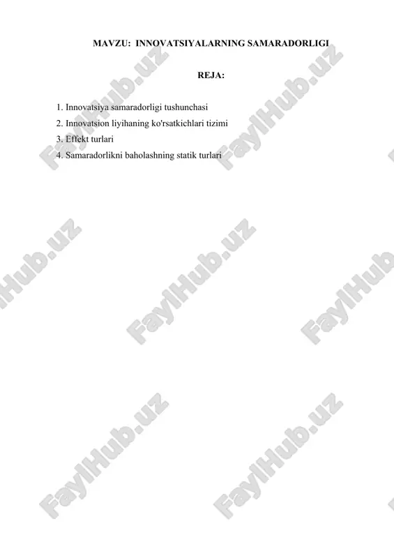 innovatsiya samaradorligi tushunchasi — DOCX