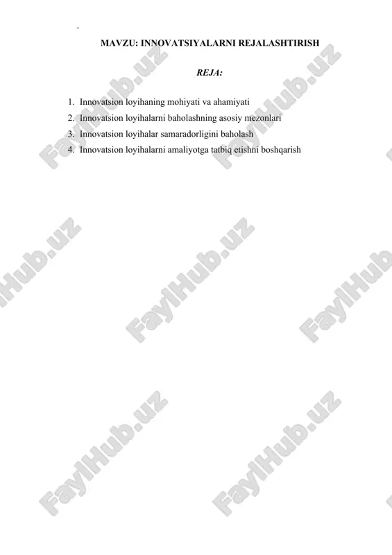 innovatsional loyihalar — DOCX