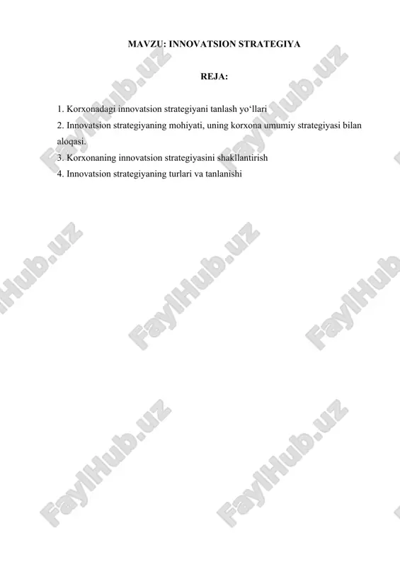 innovatsion strategiya — DOCX