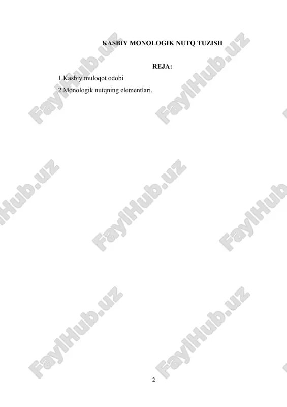 kasbiy monologik nutq tuzish — DOCX