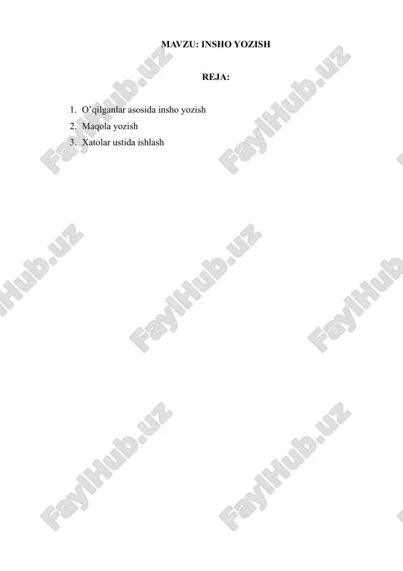 insho yozish ustida mashg'ulotlar — DOCX