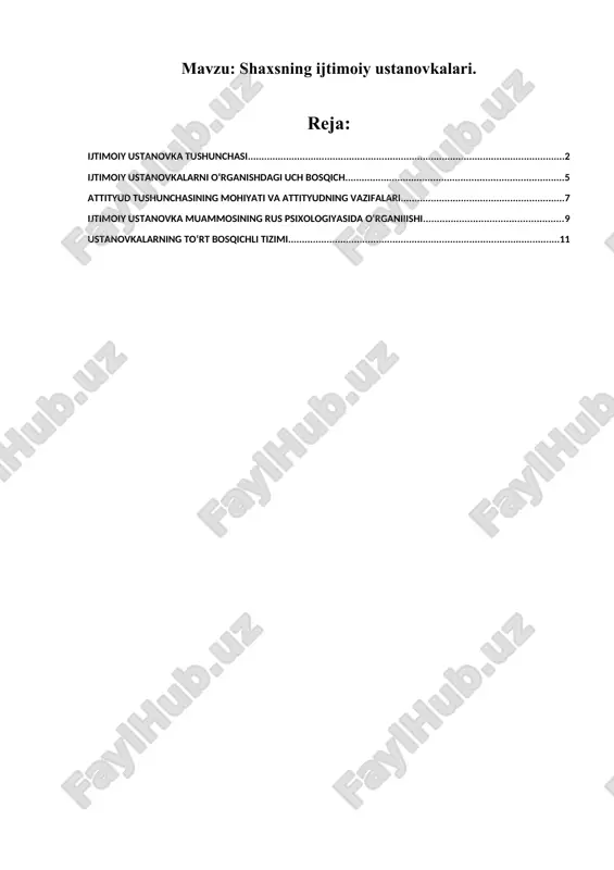 ijtimoiy ustanovka tushunchasi — DOCX