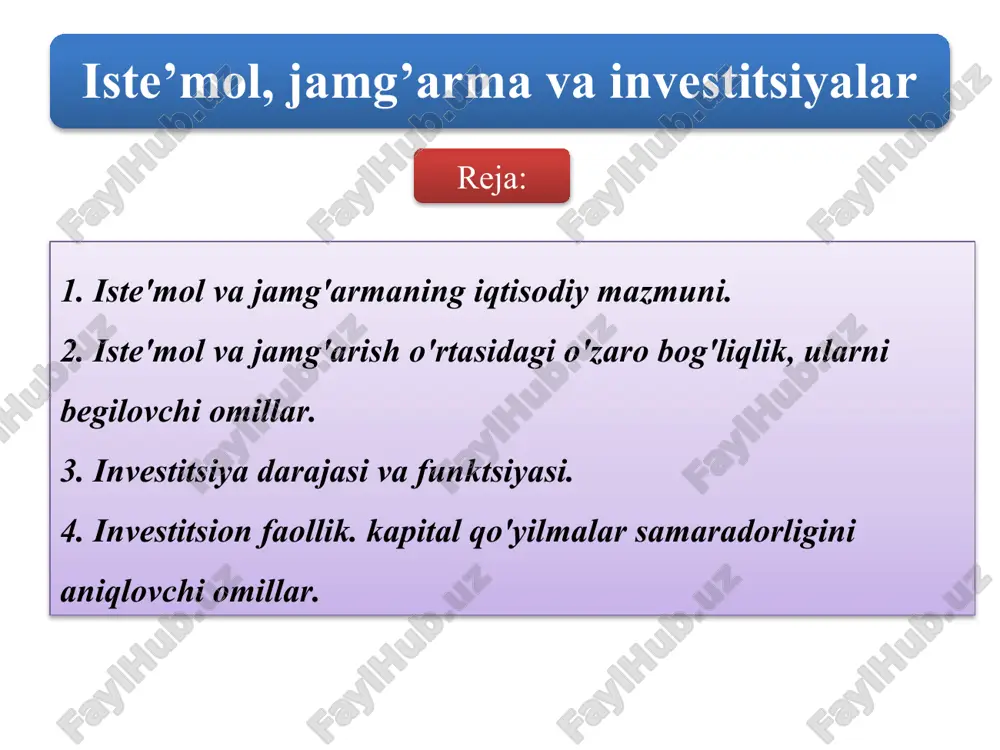 i̇ste'mol va jam'o g'armani iqtisodiy mazmuni — PPTX