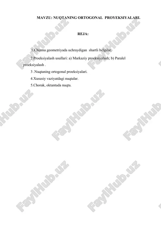 nuqtaning ortogonal proyeksiyalari — DOCX