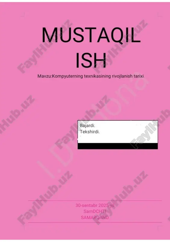 kompyuterning texnikasining rivojlanish tarixi — PDF