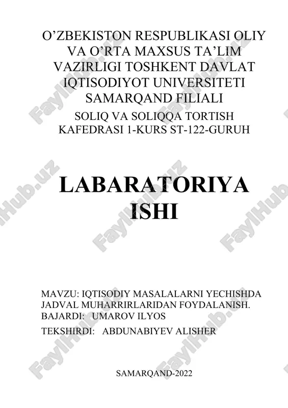jadval muharrirlaridan foydalanish — DOC