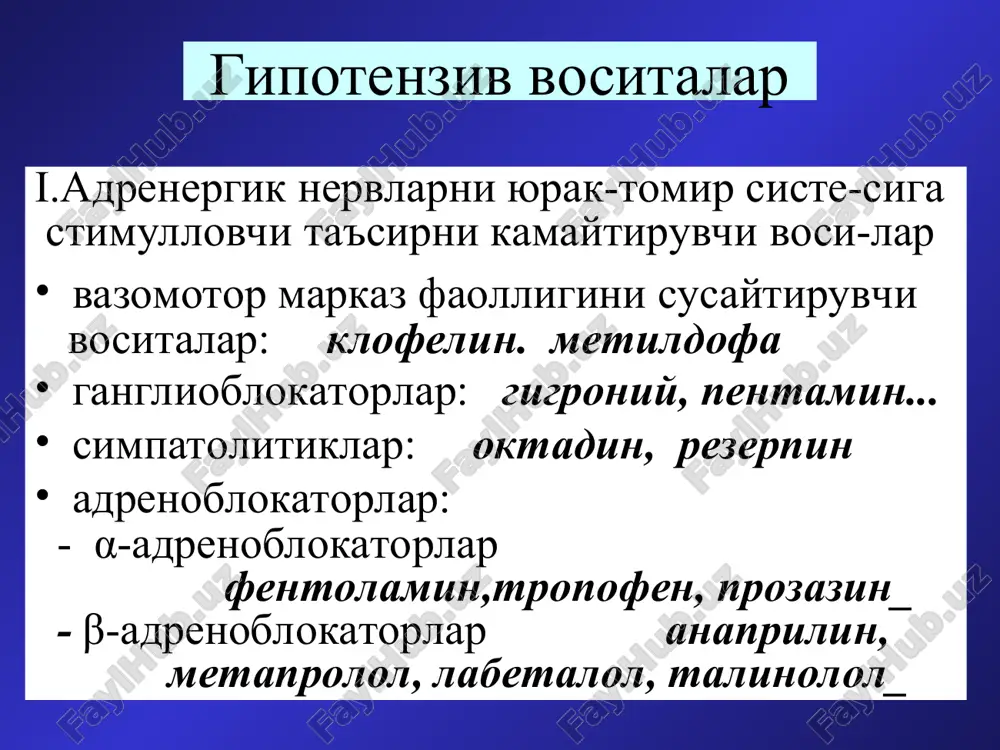 gipotenziv vositalar — PPT