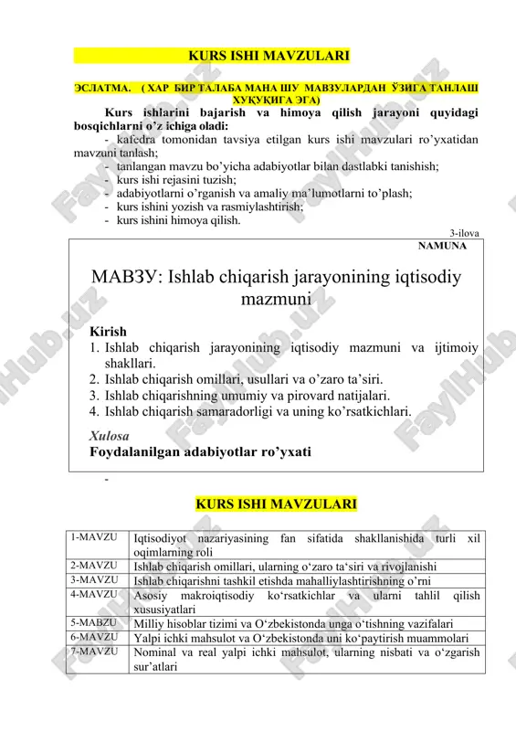 ishlab chiqarish jarayonining iqtisodiy mazmuni — DOC