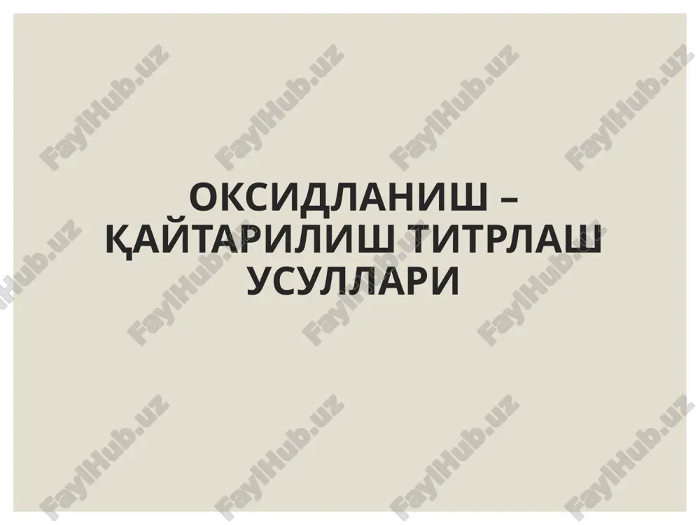 oksidlanish – qaytarilish titrlash usullari — PPTX