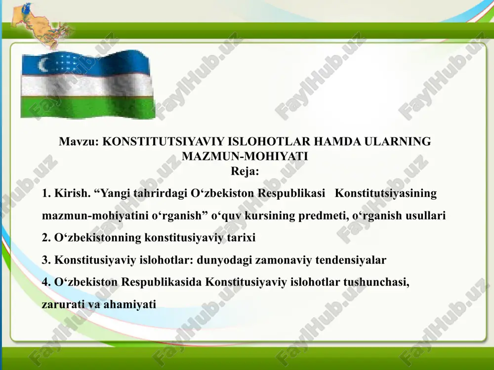konstitutsiyaviy islohotlar hamda ularning mazmun-mohiyati — PPTX