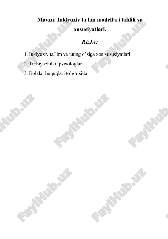 inklyuziv ta'lim modellari — DOCX