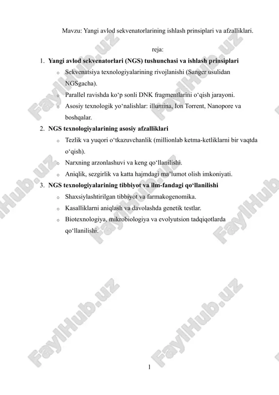 yangi avlod sekvenatorlari (ngs) — DOCX