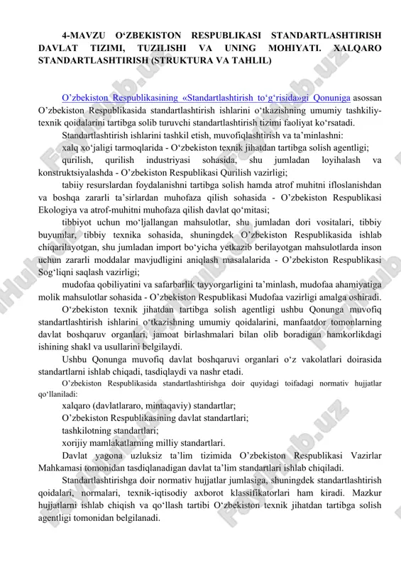 standartlashtirish tizimi — DOC