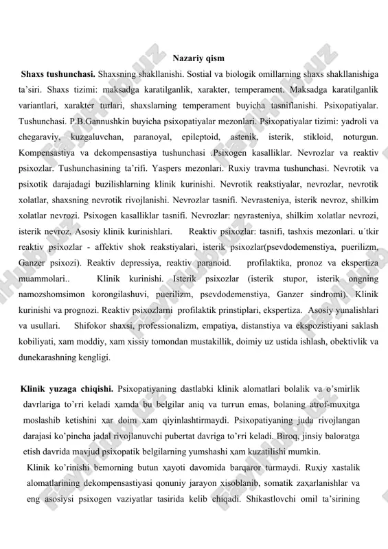psixologiya asoslarida nevrozlar va psixogen kasalliklar — DOC