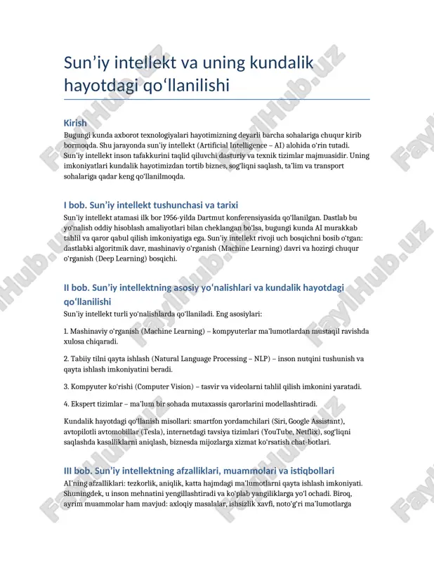 ilmiy ish (suniy intellekt) — DOCX