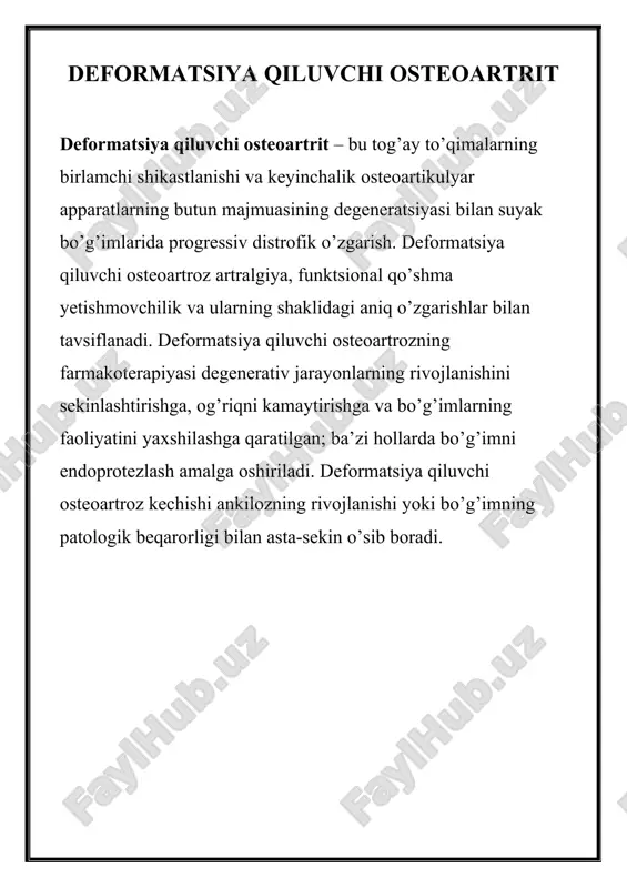 deformatsiya qiluvchi osteoartrit — DOCX