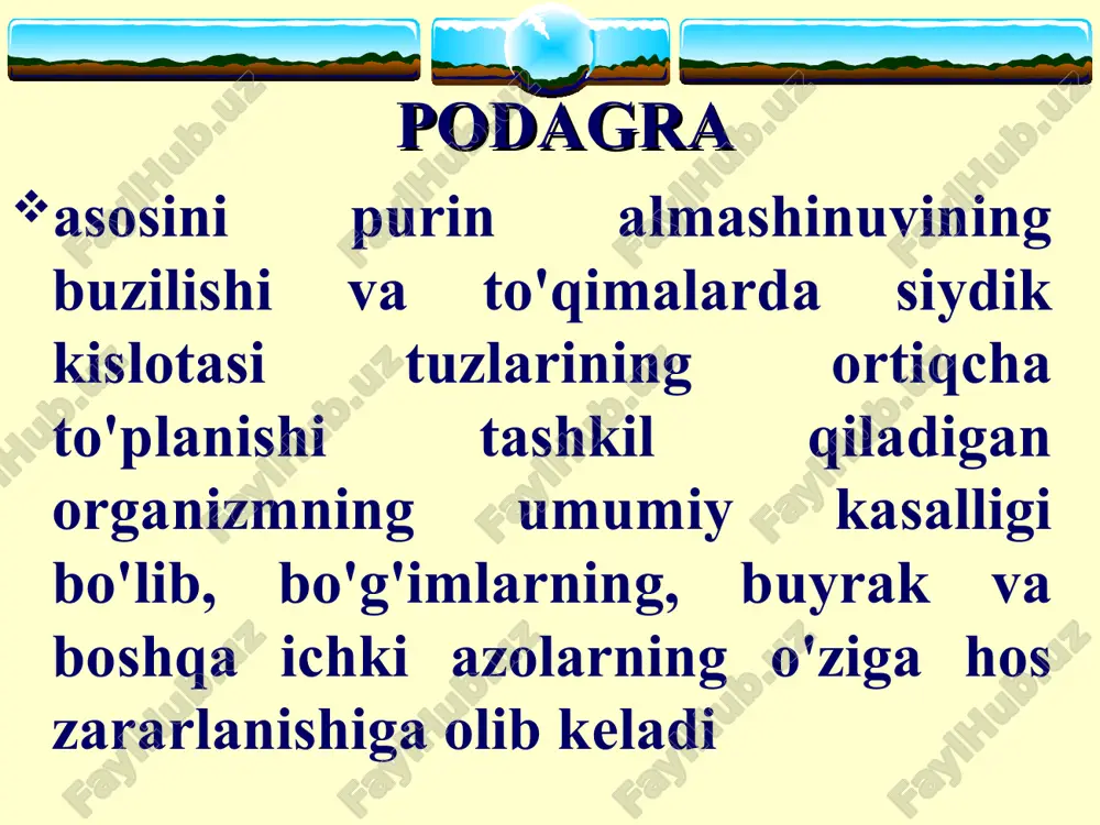 podagra - go'shtni sevuvchilar uchun qopqon — PPT