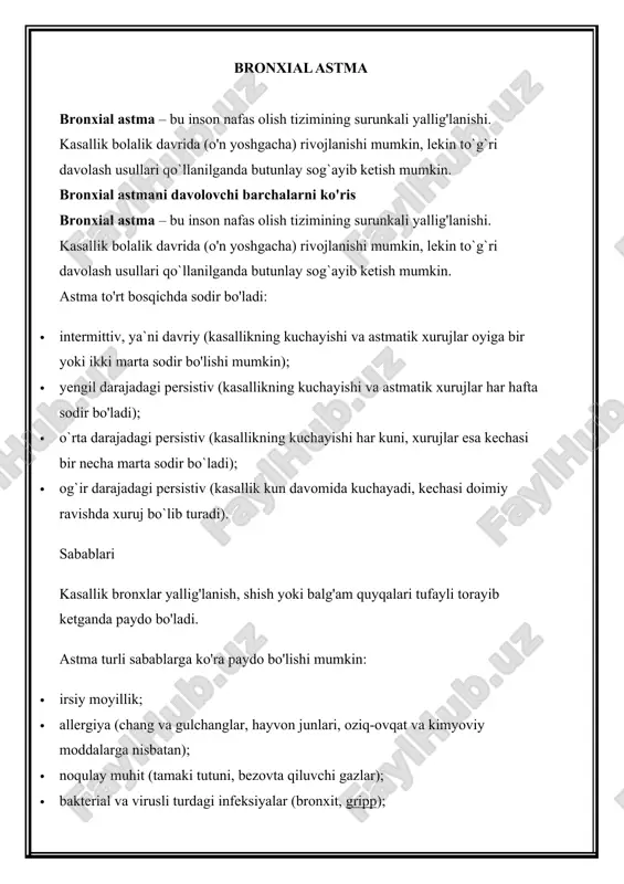bronxial astma — DOCX