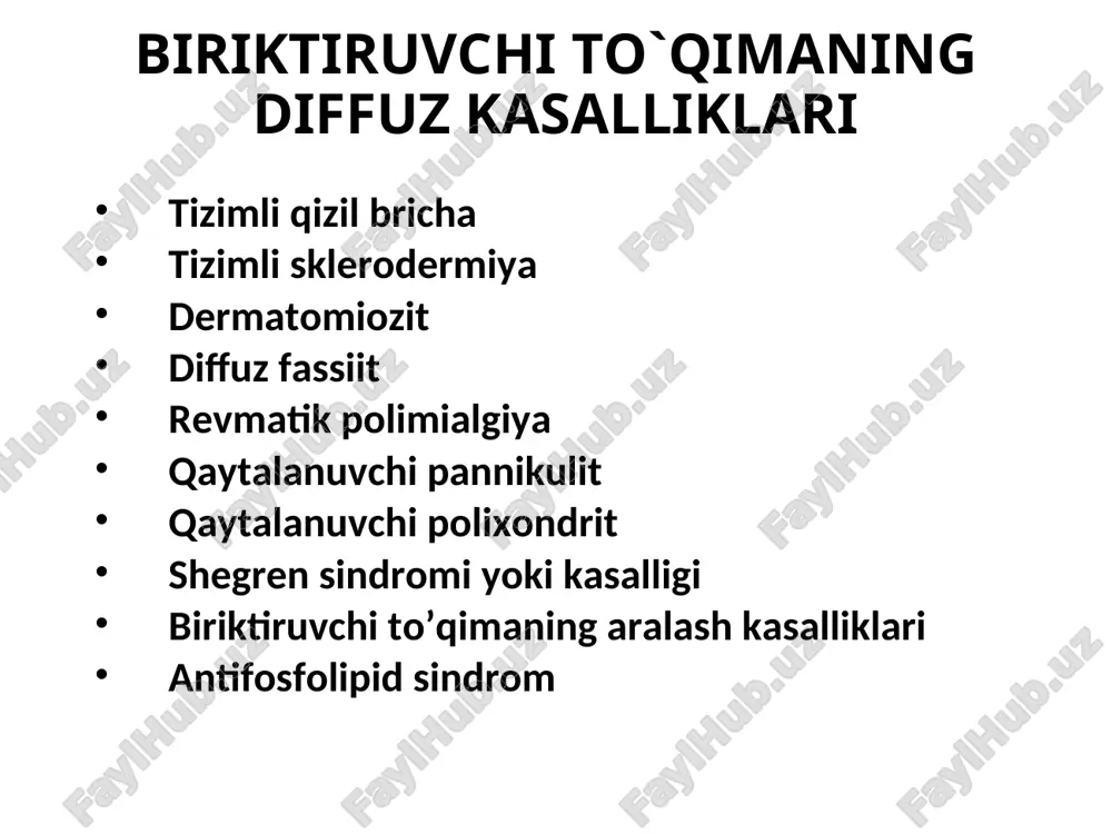 biriktiruvchi to`qimaning diffuz kasalliklari — PPT