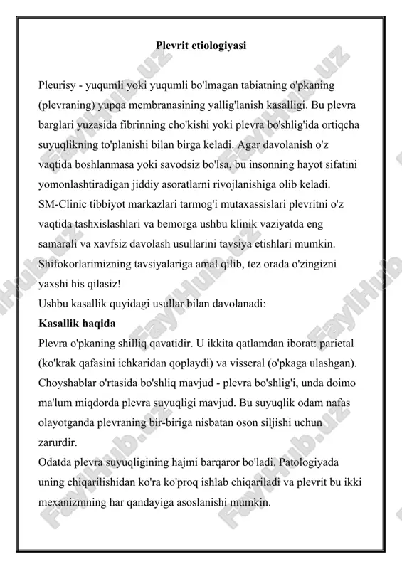 plevrit etiologiyasi — DOCX
