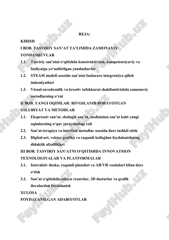 tasviriy san’at ta’limida zamonaviy yondashuvlar — DOCX