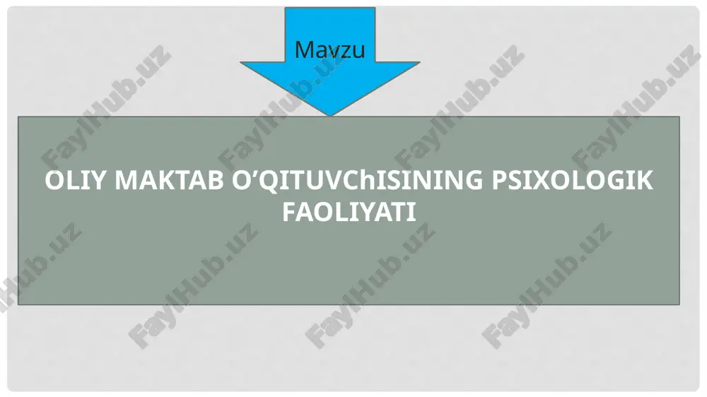 oliy maktab o’qituvchisining psixologik faoliyati — PPTX