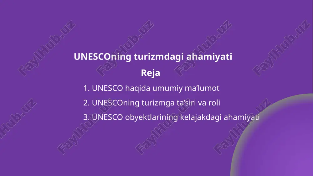 unesconing turizmdagi ahamiyati — PPTX