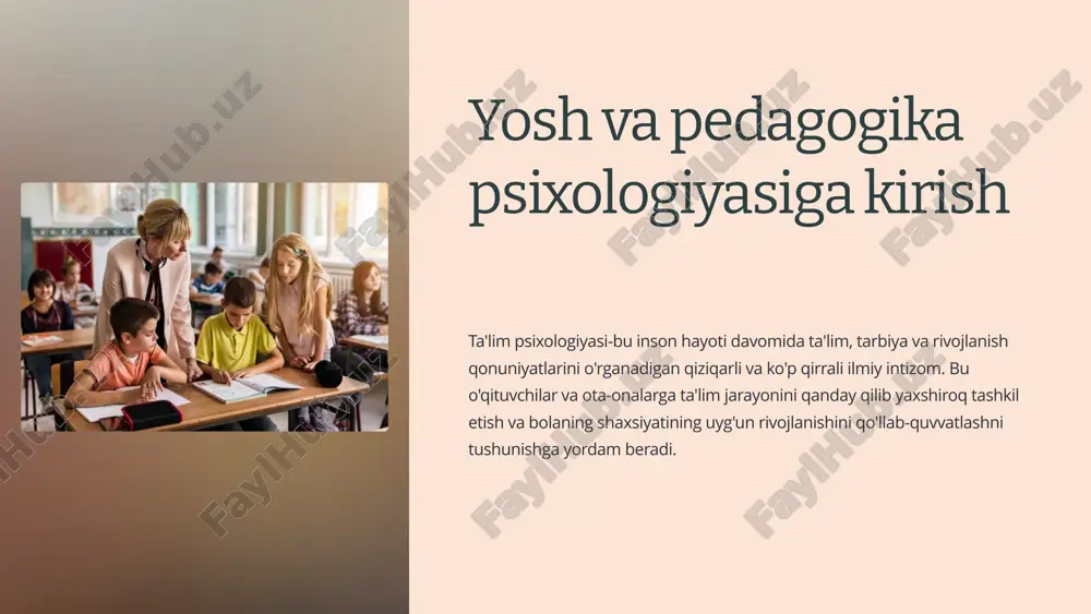 yosh va pedagogika psixologiyasiga kirish — PPTX