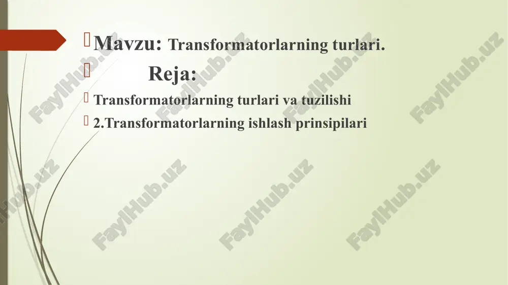 transformatorlarning turlari — PPTX