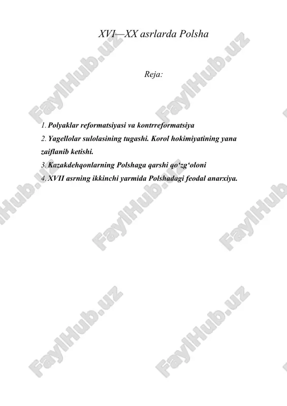 xvi—xx asrlarda polsha — DOC