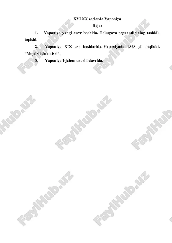 xvii xx asrlarda yaponiyaning — DOCX