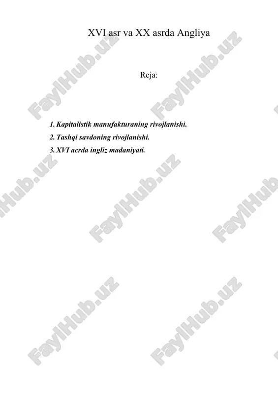 xvi asr va xx asrda angliya — DOC