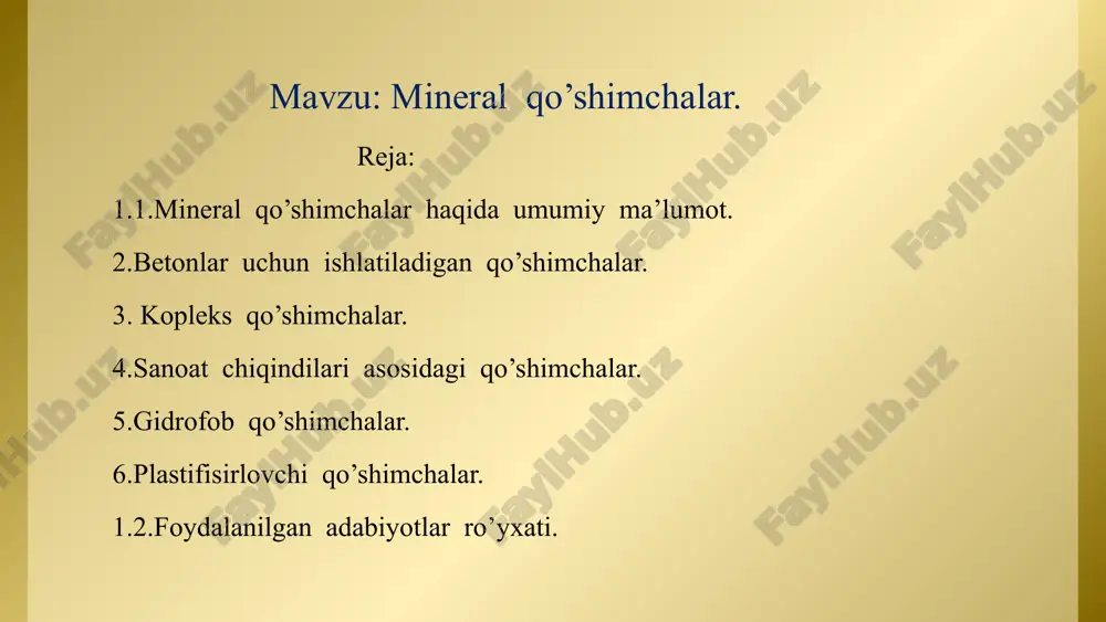 mineral qo’shimchalar — PPTX