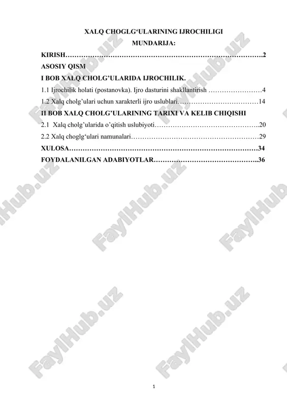 xalq choglgʻularining ijrochiligi — DOCX