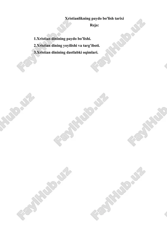 xristianlikning paydo bo'lish tarixi — DOCX