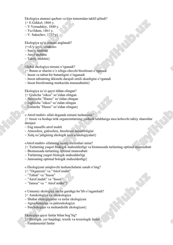 ekologiya asoslari — DOC