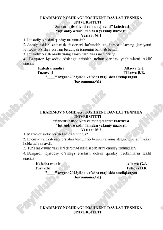 iqtisodiy o‘sishni tushunish variantlari — DOC