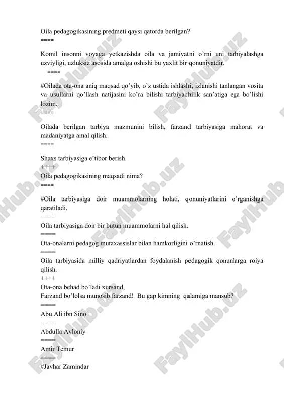 oila pedagogikasining predmeti — DOC