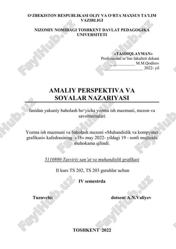 amaliy perspektiva va soyalar nazariyasi — DOC