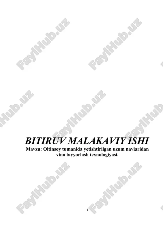 vino tayyorlash texnologiyasi — DOCX