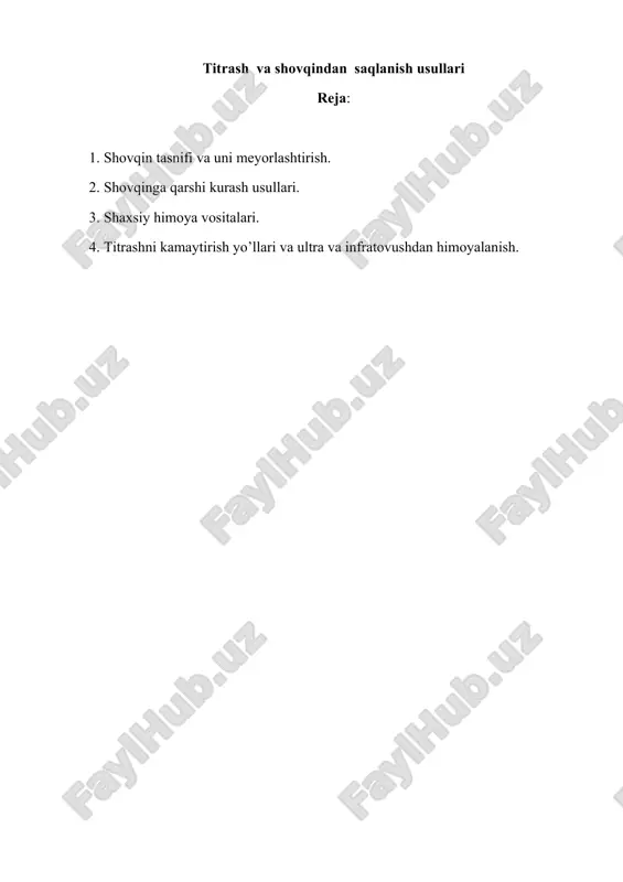 titrash va shovqindan saqlanish usullari — DOCX