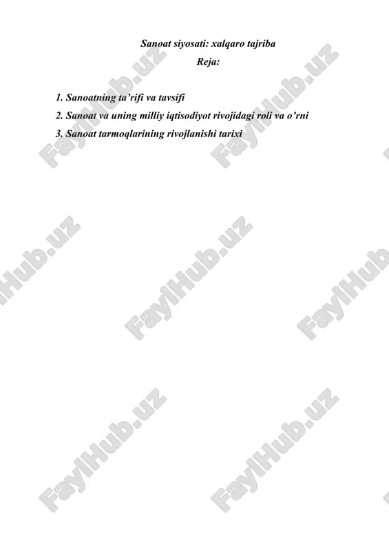 sanoat siyosati xalqaro tajriba — DOCX