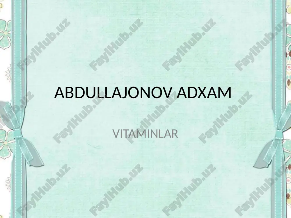 vitaminlar — PPTX