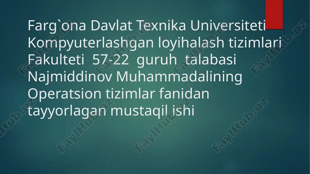 mobil operatsion tizimlar bo'yicha doimiy kurs — PPTX