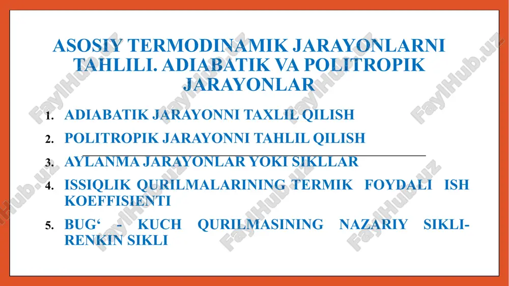 issiqlik texnikasining nazariy asoslari — PPTX