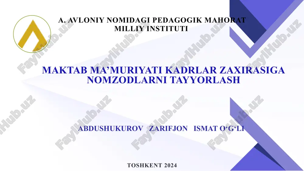maktab ma’muriyati kadrlar zaxirasi — PPTX